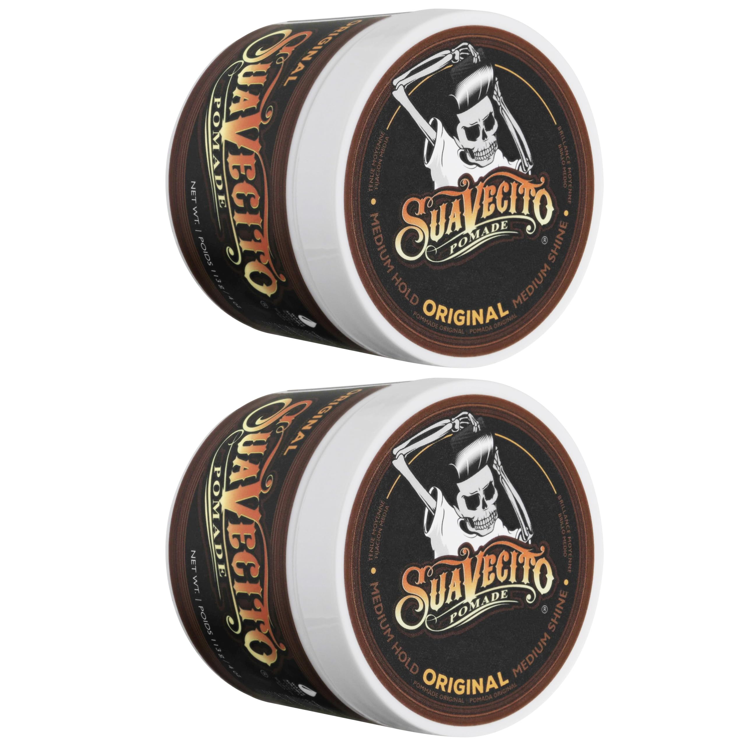 Two-pack packaging of Suavecito Pomade Original for convenient storage.