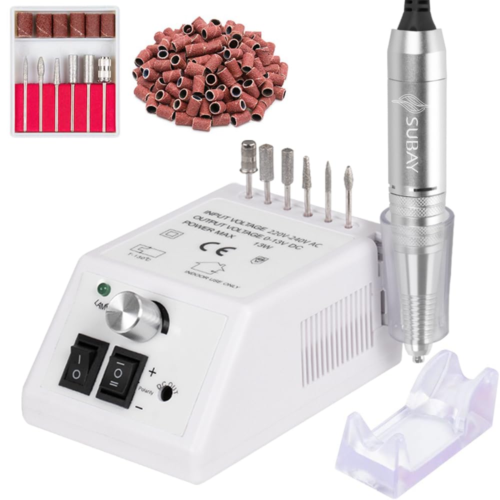 SUBAY 30,000rpm Efile nail drill in action for smooth acrylic shaping