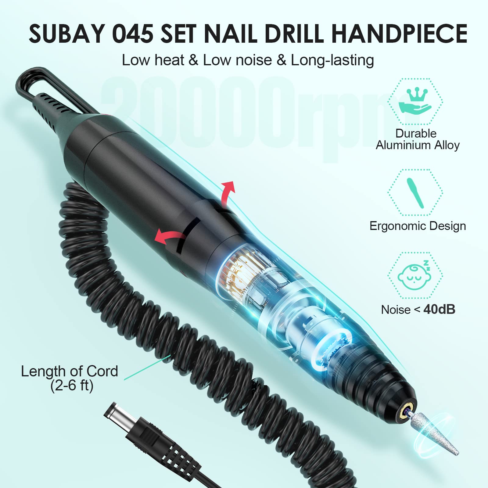 Subay compact aluminum nail drill designed for portable salon work