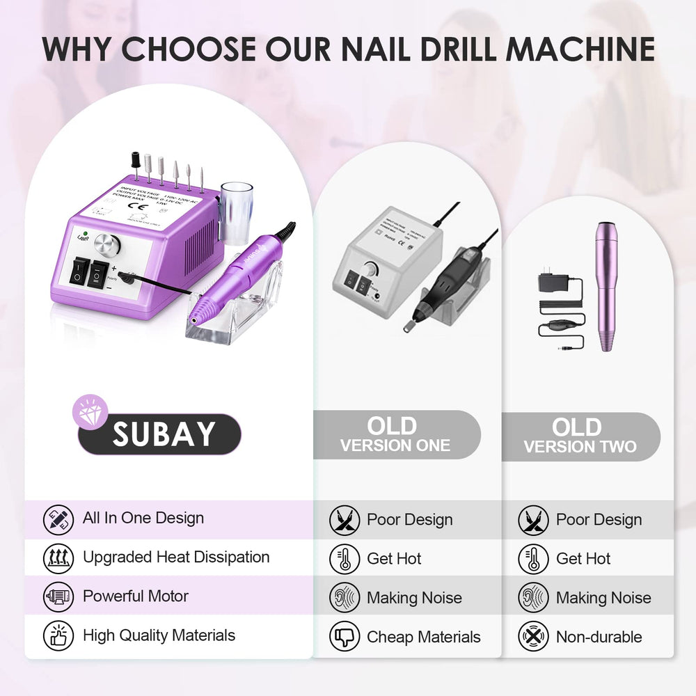 Subay forward and reverse switch purple, versatile control during nail shaping.