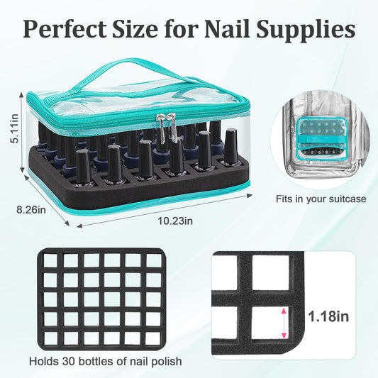 Subay mint green travel case showing compact, portable nail storage on the go.