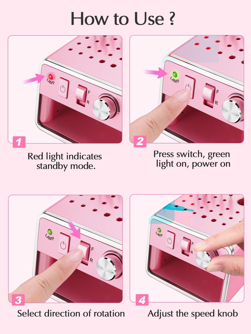 Subay Nail Drill color purple pink visual feature adds style to your setup.