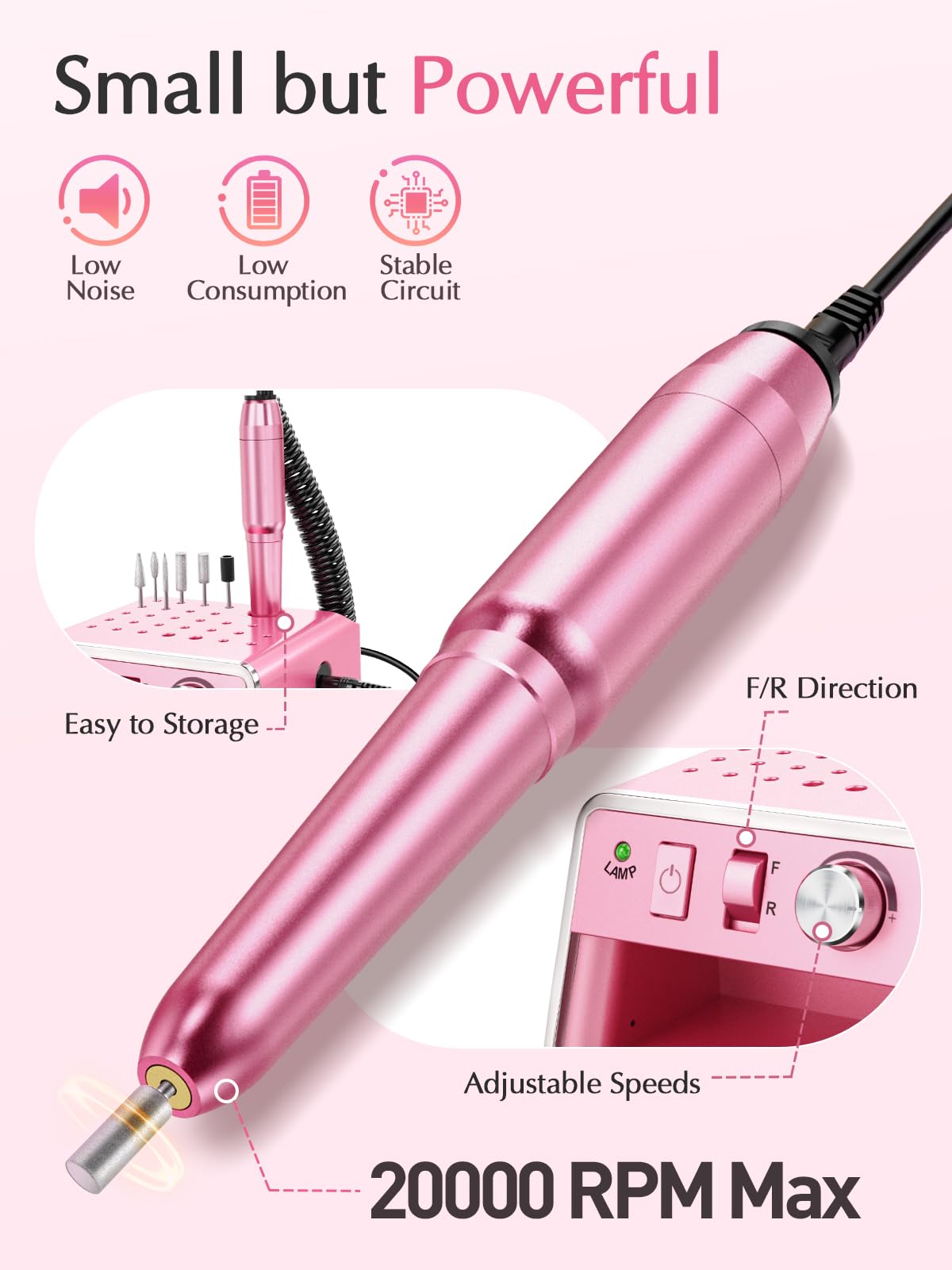 Subay Nail Drill with ergonomic grip reduces fatigue during extended manicures.