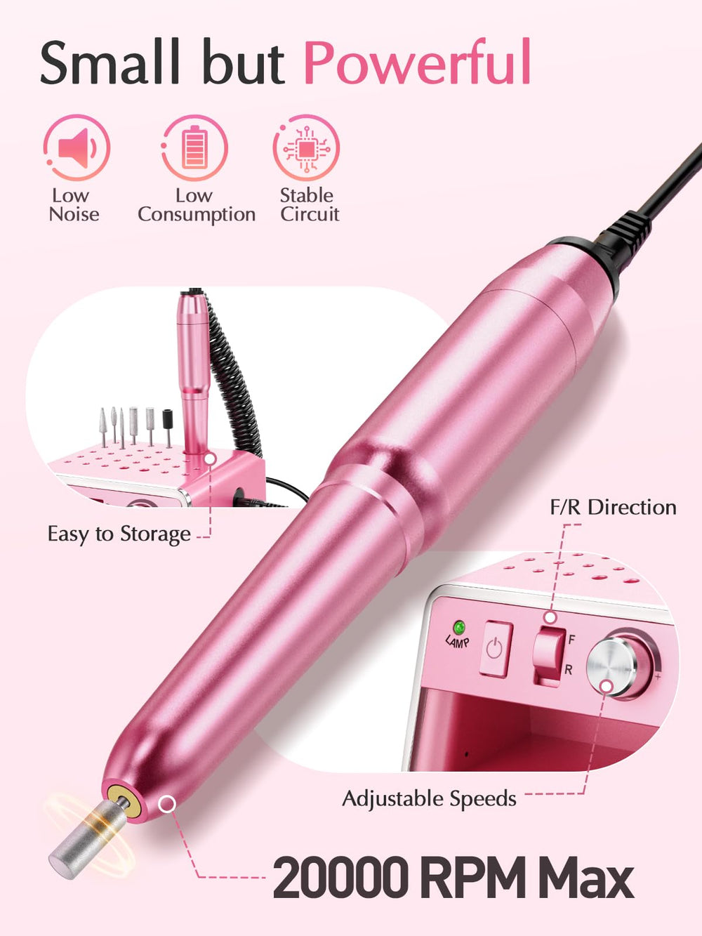 Subay Nail Drill with ergonomic grip reduces fatigue during extended manicures.