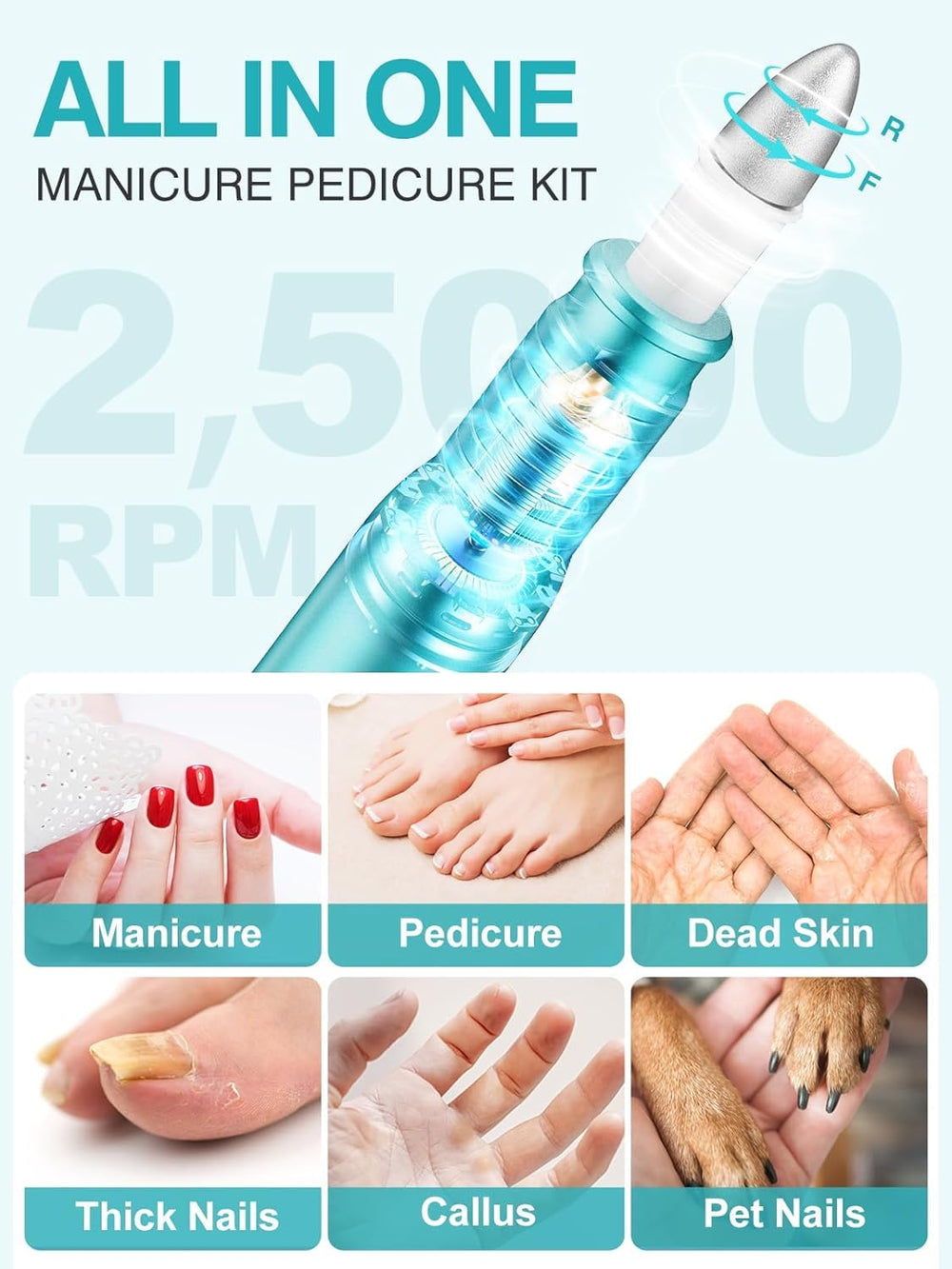 SUBAY nail drill kit with LED speed display for precise control.