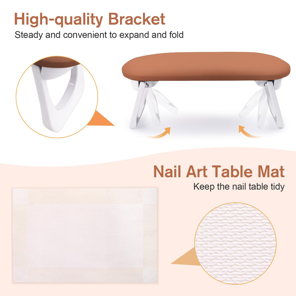 SUBAY nail arm rest paired with table mat to stabilize workstation.