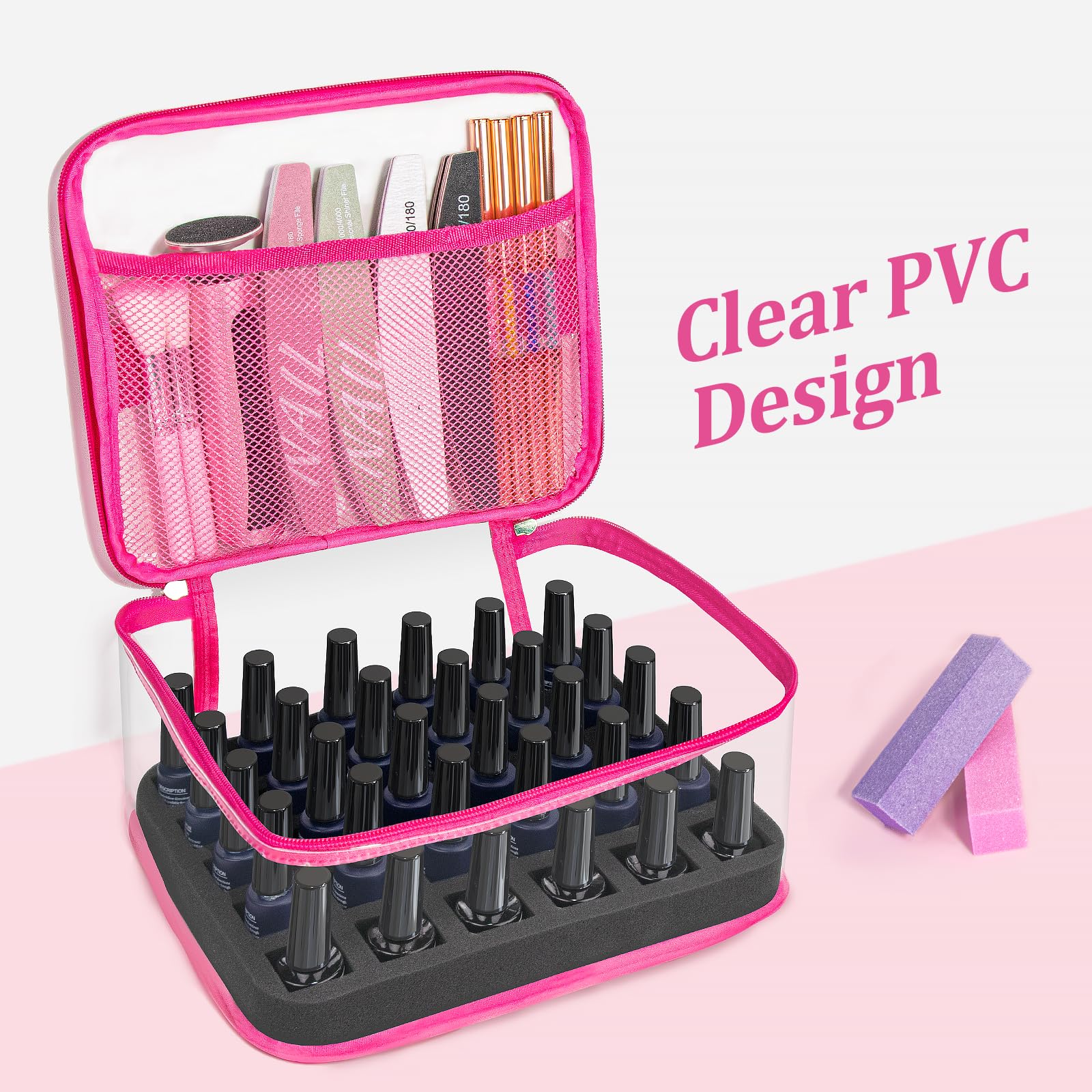 SUBAY top mesh pocket stores files and brushes for organized access