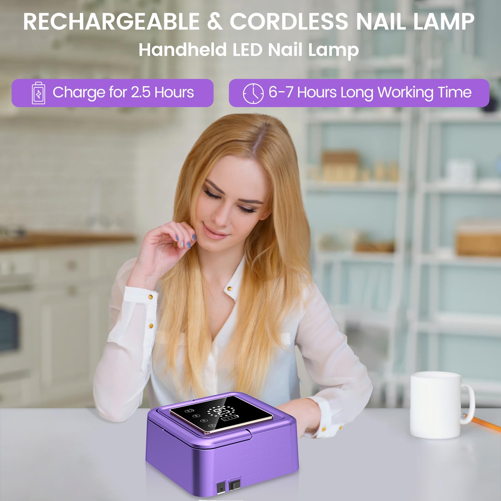 Subay UV Nail Lamp 108W digital display highlighting timer presets for precise curing