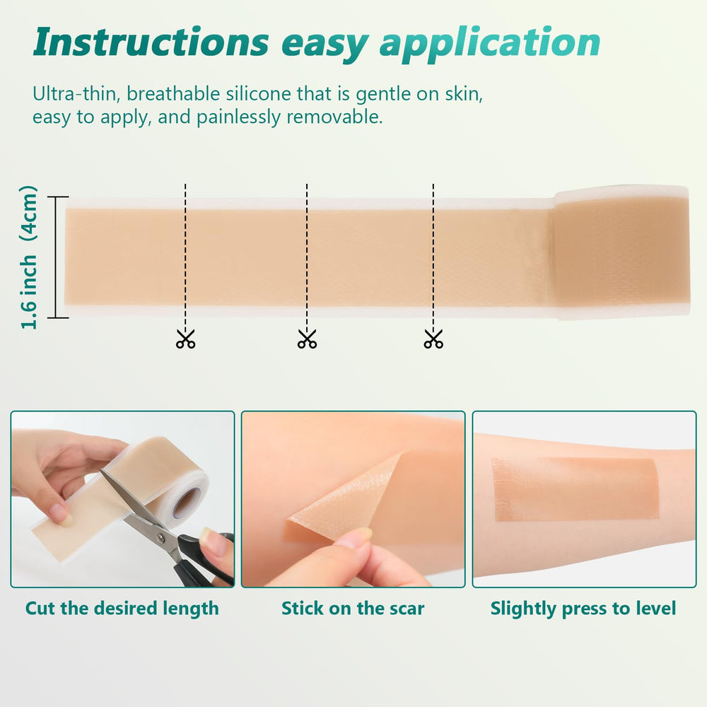 SUCONBE silicone scar tape pack shown for portable, on-the-go scar care