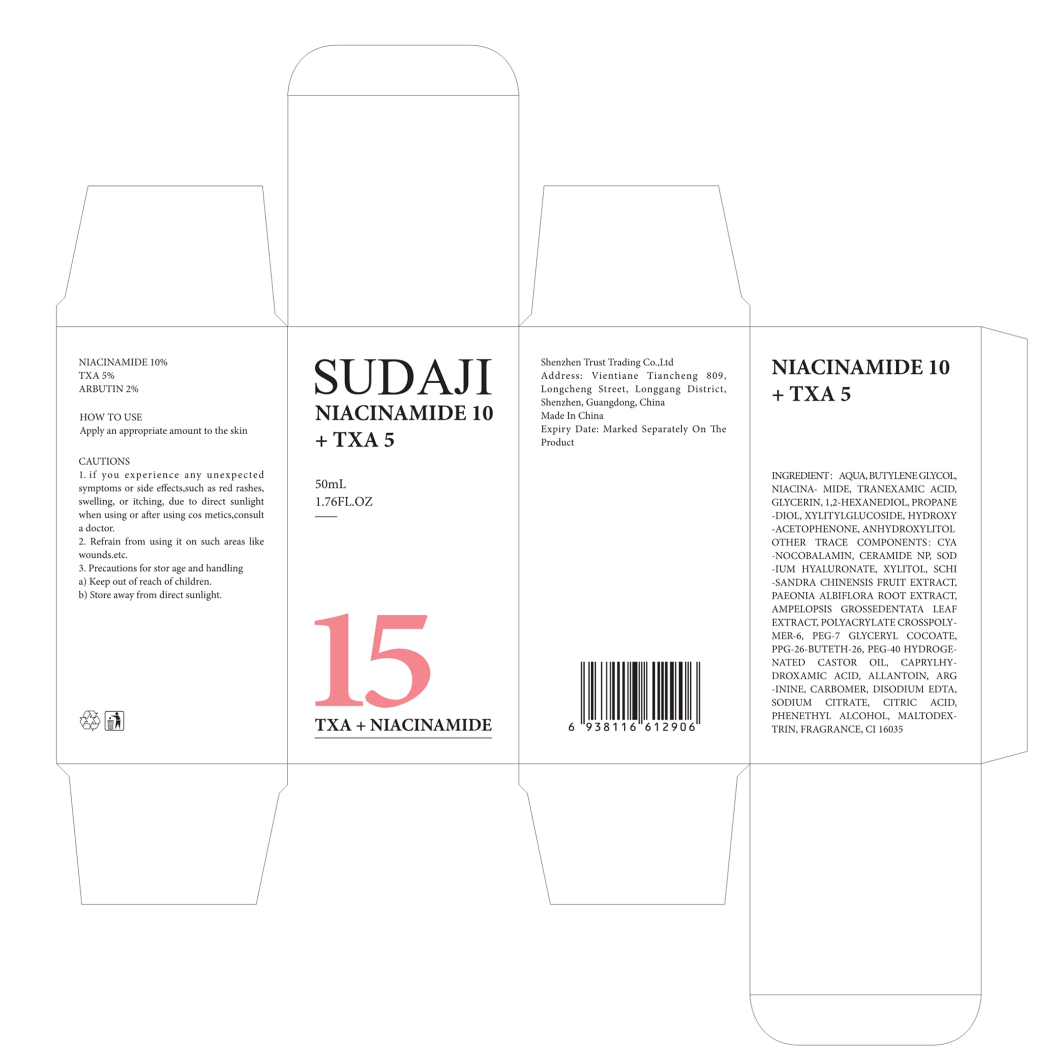 SUDAJI TXA Niacinamide serum promotes a radiant, even-toned finish.