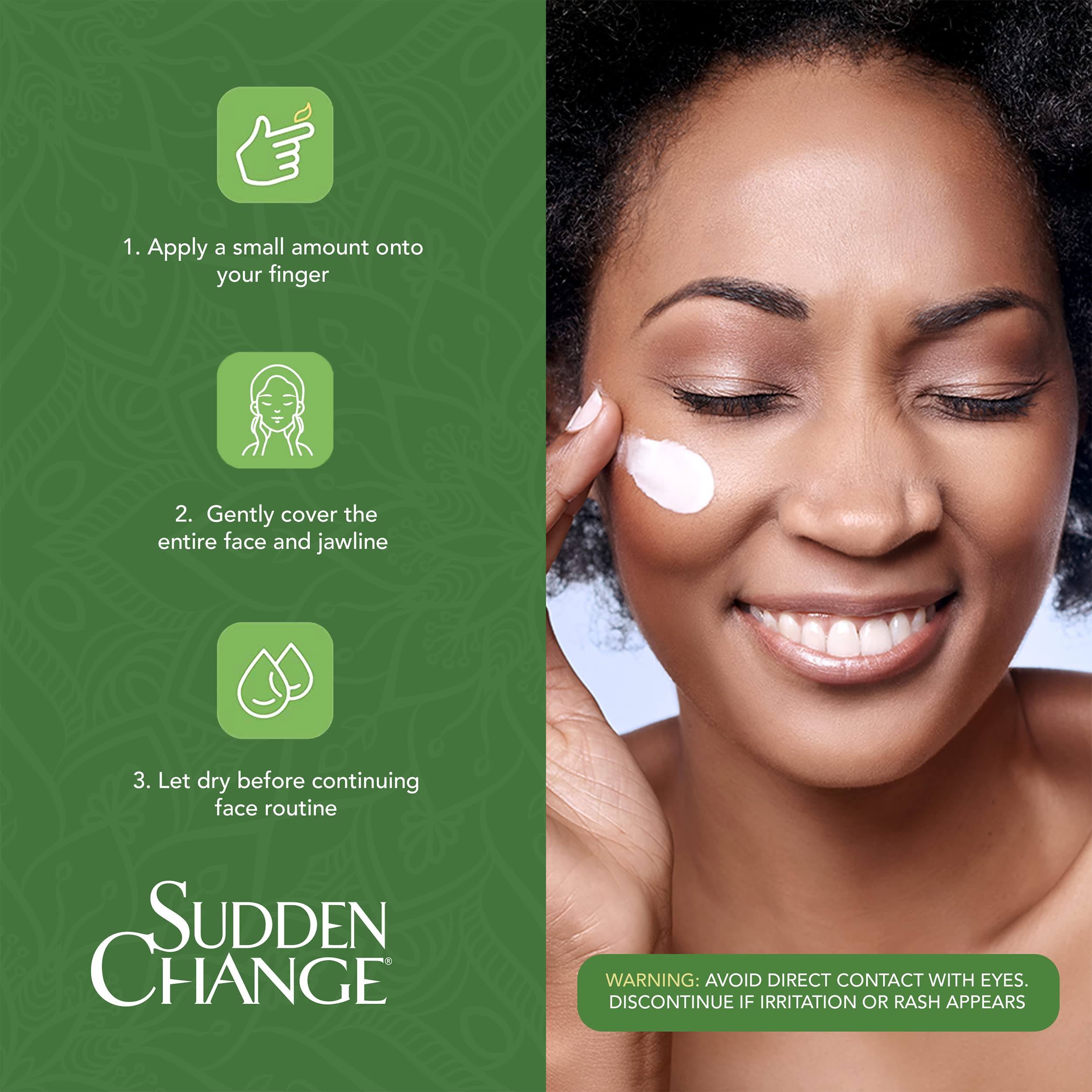 Sudden Change Cream Jar close-up signals premium texture for daily use.