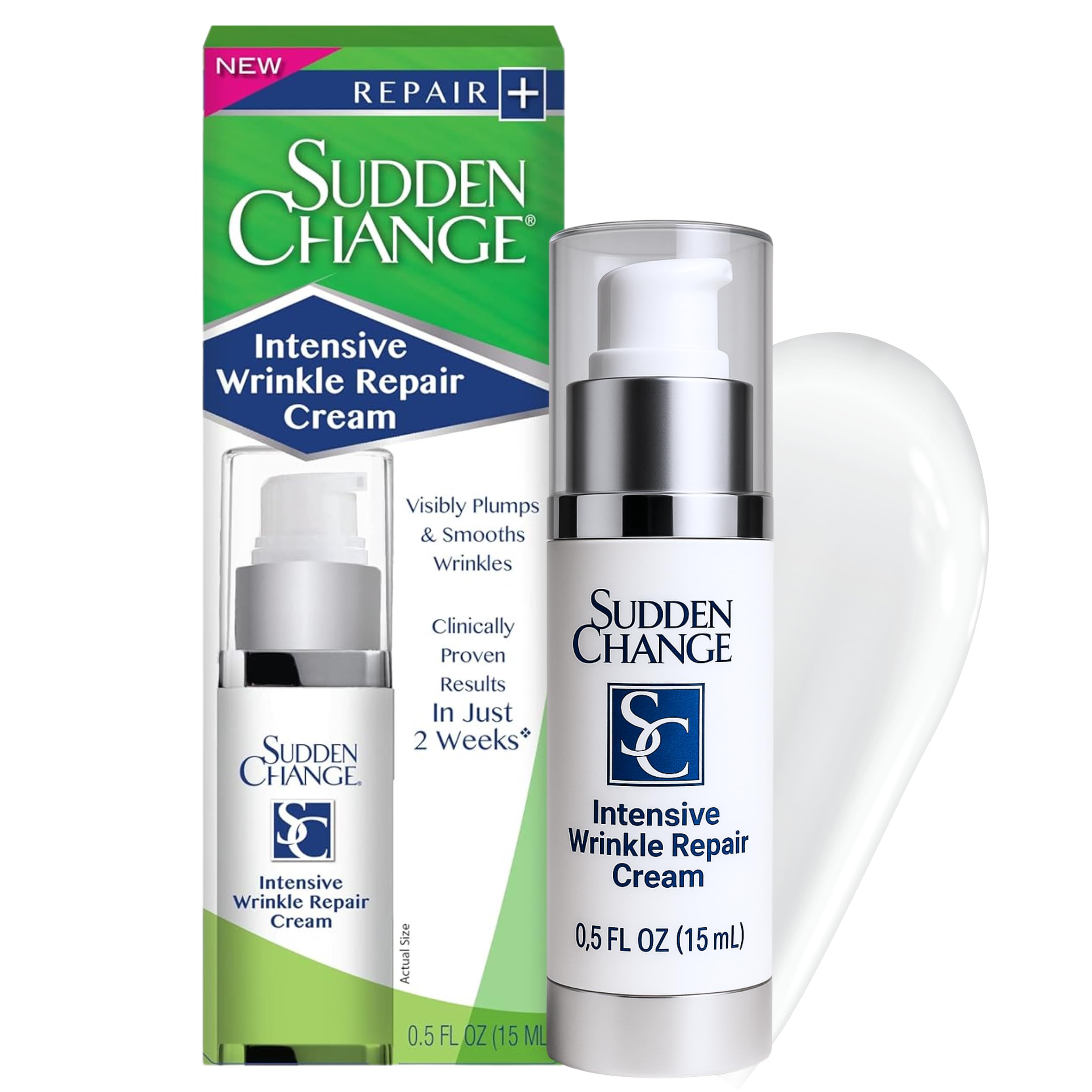 Sudden Change Intensive Wrinkle Repair jar close-up shows rich cream for smoothing fine lines.