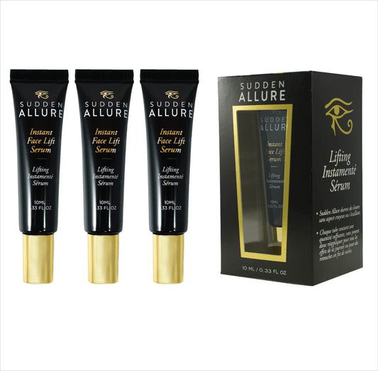 SuddenAllure Instant Face Lift Serum applied to clean skin for immediate firming.