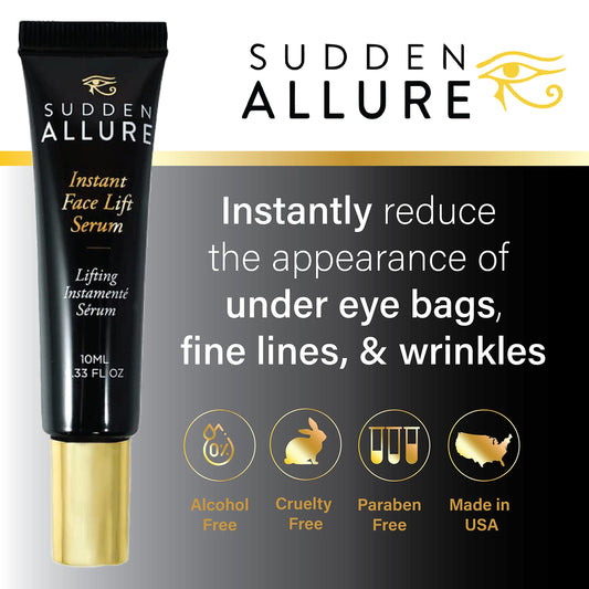 SuddenAllure serum applied under the eye for immediate firming.