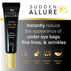 SuddenAllure serum applied under the eye for immediate firming.