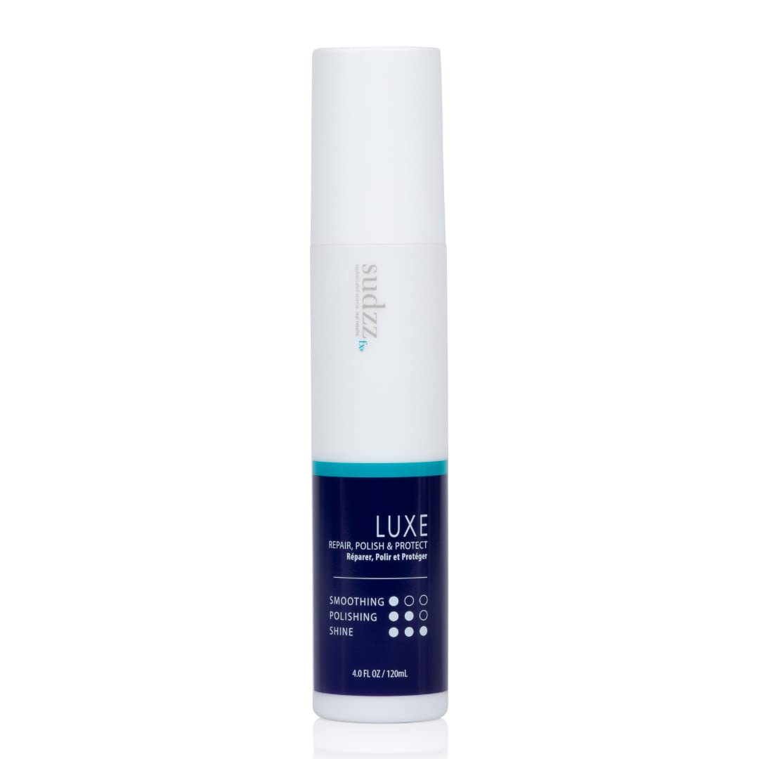 SUDZZFX LUXE bottle with nozzle, delivering luxury shine and detangling for all hair types.