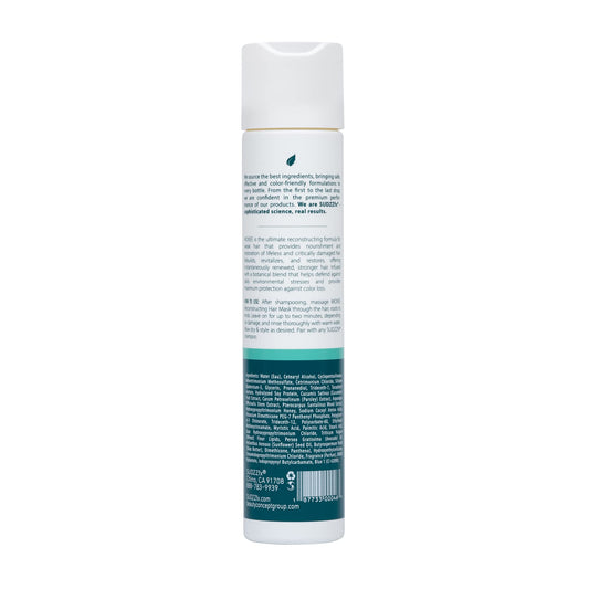 Close-up of Moxee label highlights nourishing, damage-repairing formula for damaged hair.