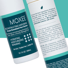 Creamy texture of Moxee mask on hand showing rich hydration for dry hair.