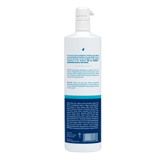 SUDZZFX Whipped Volumizing Shampoo lather demonstrating moisture and smoothness for silky hair.