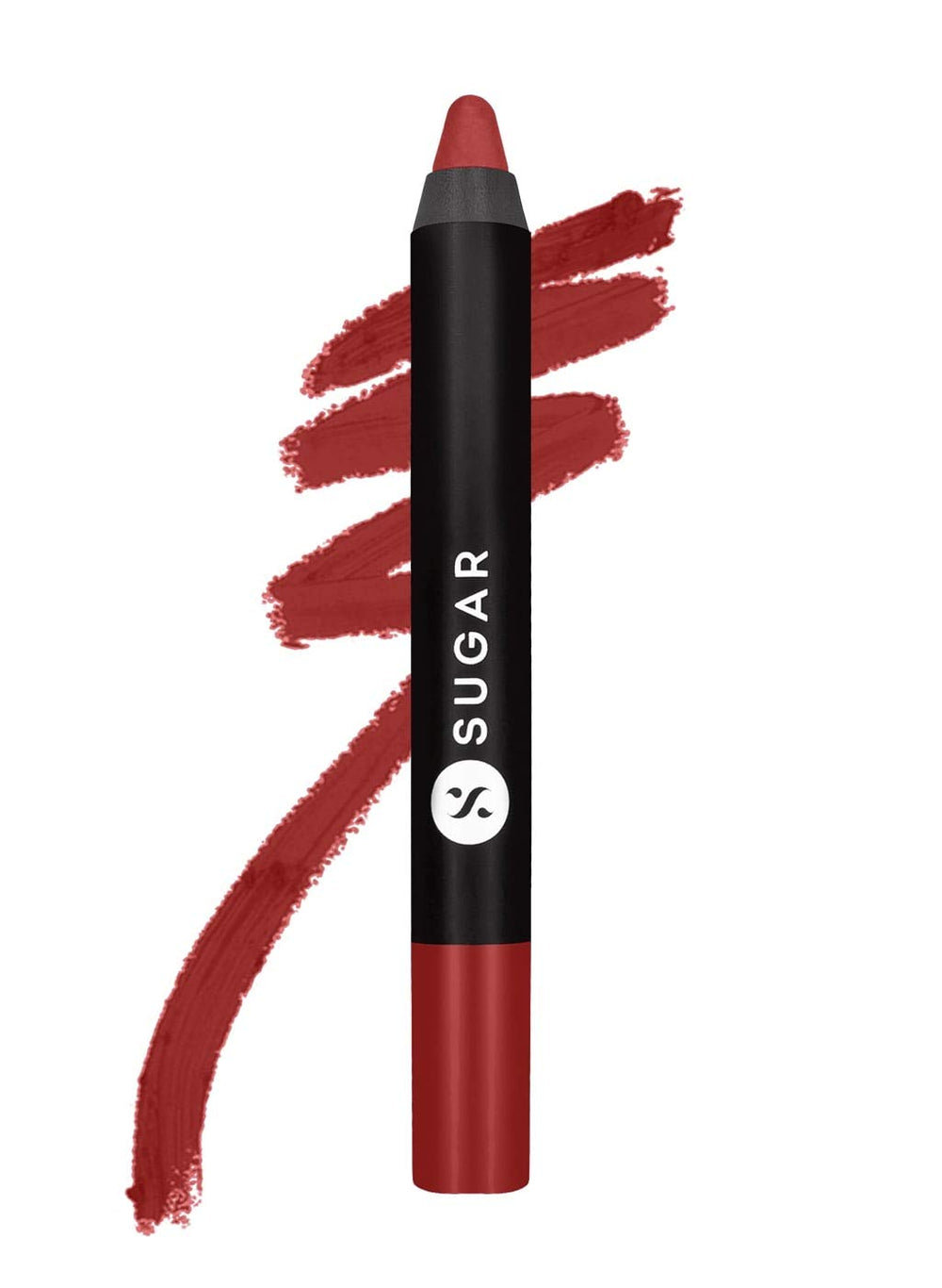 SUGAR Cosmetics Matte As Hell Jackie Brown swatch shows rich color payoff.