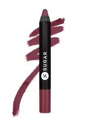 SUGAR Cosmetics Matte As Hell Crayon Lipstick Lily Aldrin swatch in mauve pink showing full coverage