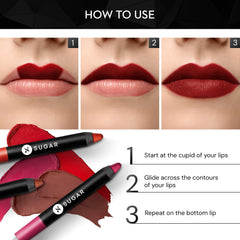 SUGAR Matte as Hell on lips in Rachel Berry demonstrates full coverage and long-lasting colour
