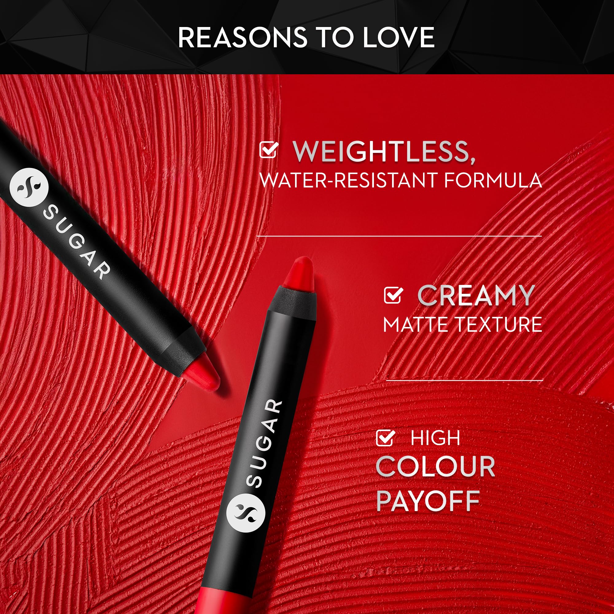 SUGAR Matte as Hell Crayon Lipstick application close-up showing creamy, comfortable matte color.