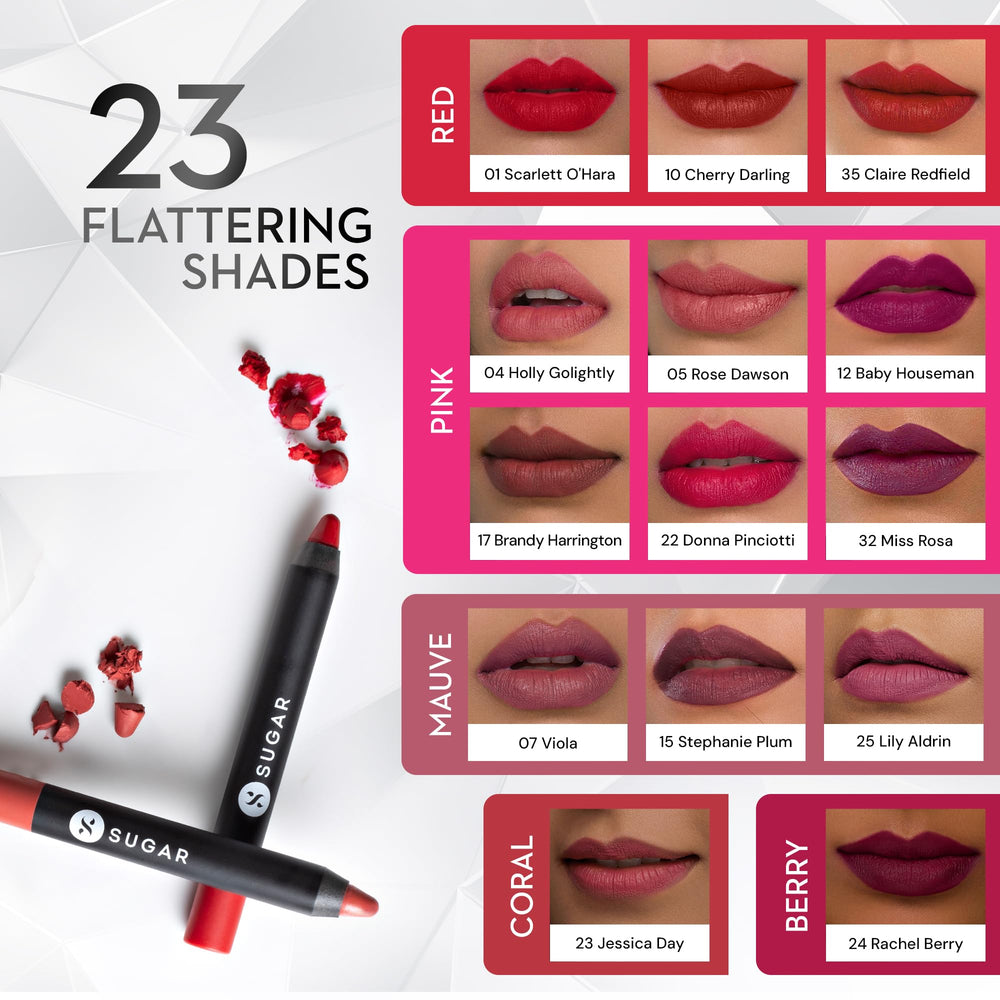 SUGAR Matte as Hell Crayon Lipstick packaging highlights the compact 2.8 g size.