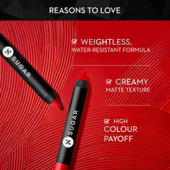 SUGAR Matte As Hell Crayon Rosalind application close-up shows creamy texture