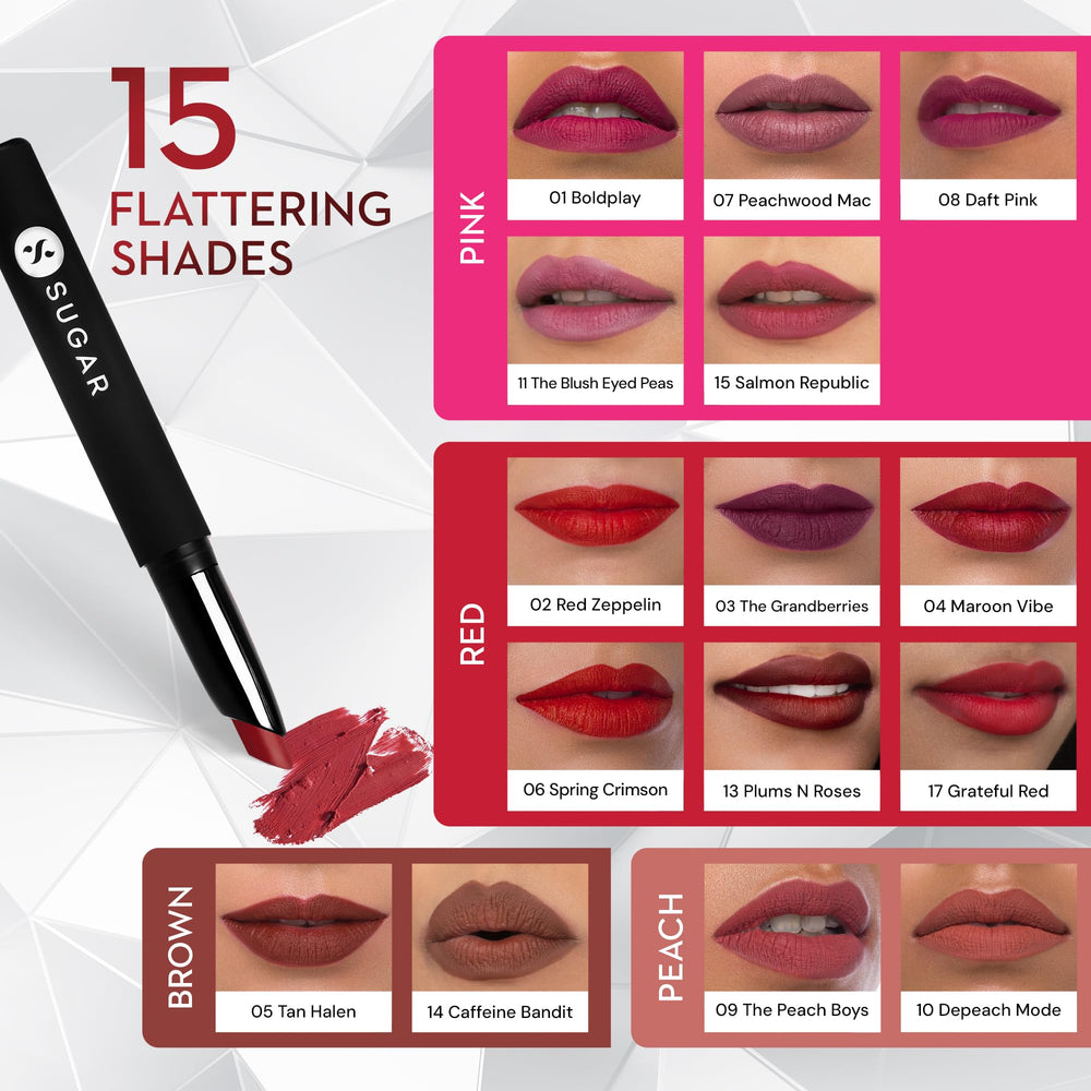 SUGAR Matte Attack Lipstick Maroon Vibe packaging for on-the-go touch-ups.