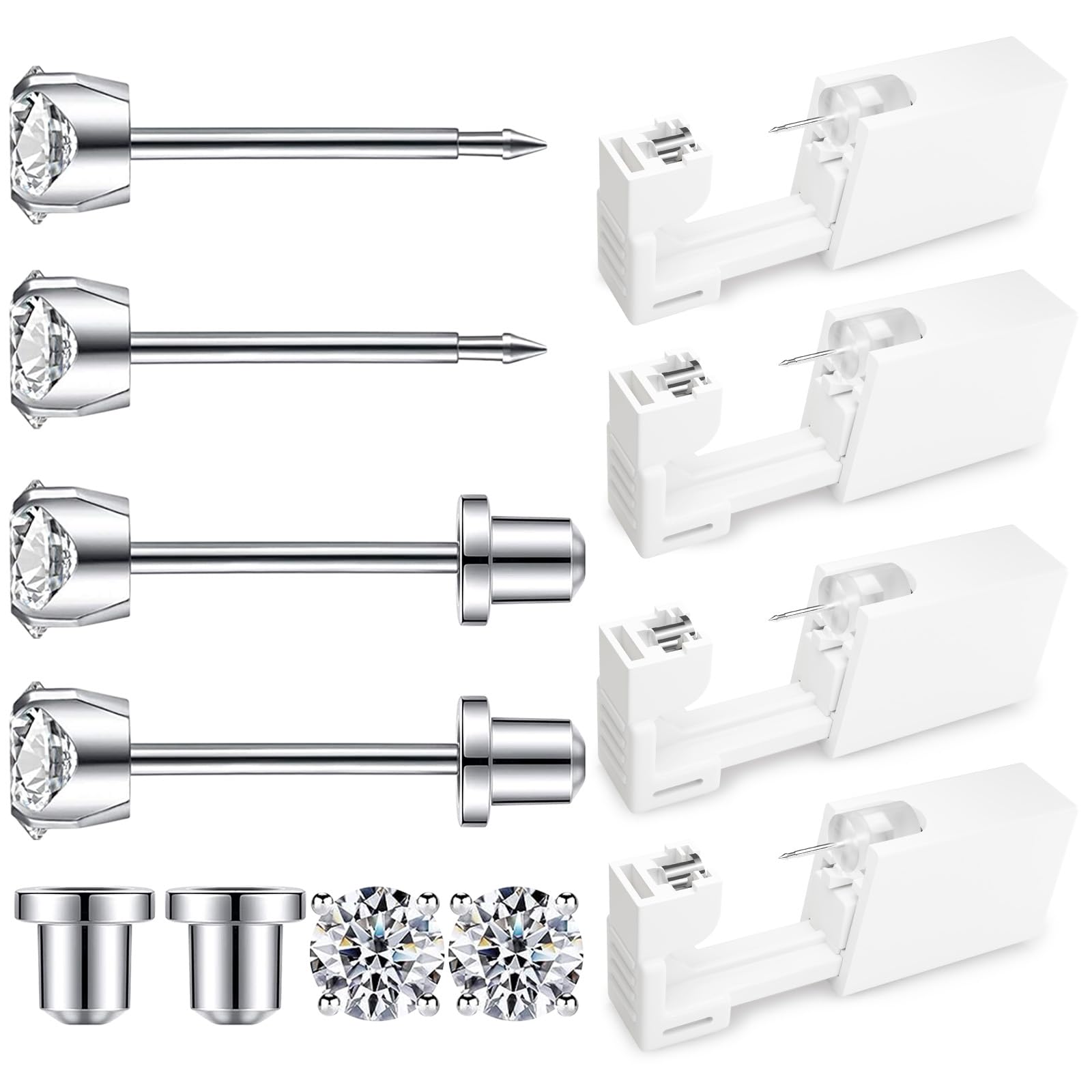 SugarTang ear piercing kit front view with preloaded studs for quick at-home use