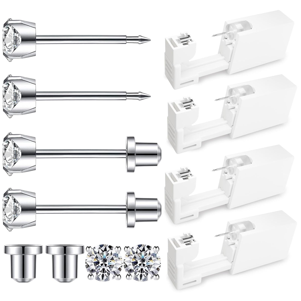 SugarTang ear piercing kit front view with preloaded studs for quick at-home use