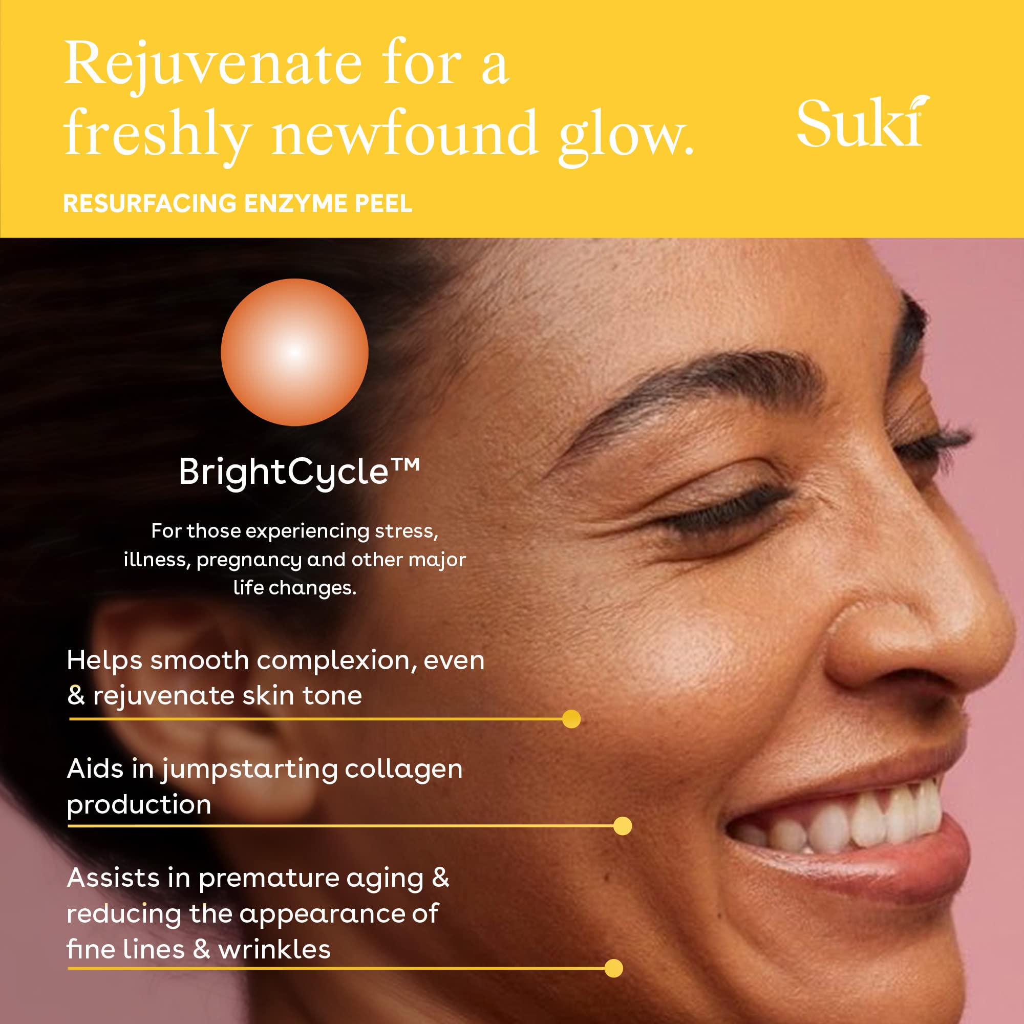 Thin layer of Suki Resurfacing Enzyme Peel applied for mild masking effect