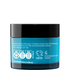 Sukin AquaBoost hyaluronic acid illustration communicates deep moisturizing benefits.