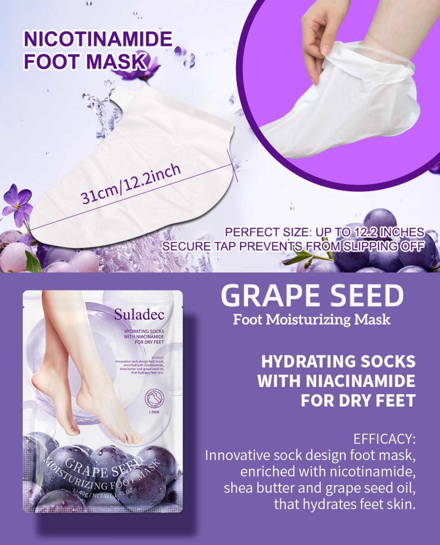 SULADEC foot mask fits most sizes for comfortable wear.