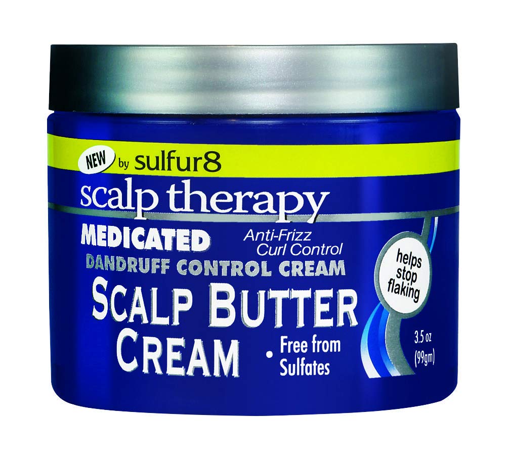 Sulfur-8 scalp therapy scalp butter jar for hydrating scalp moisture and soothing irritation.