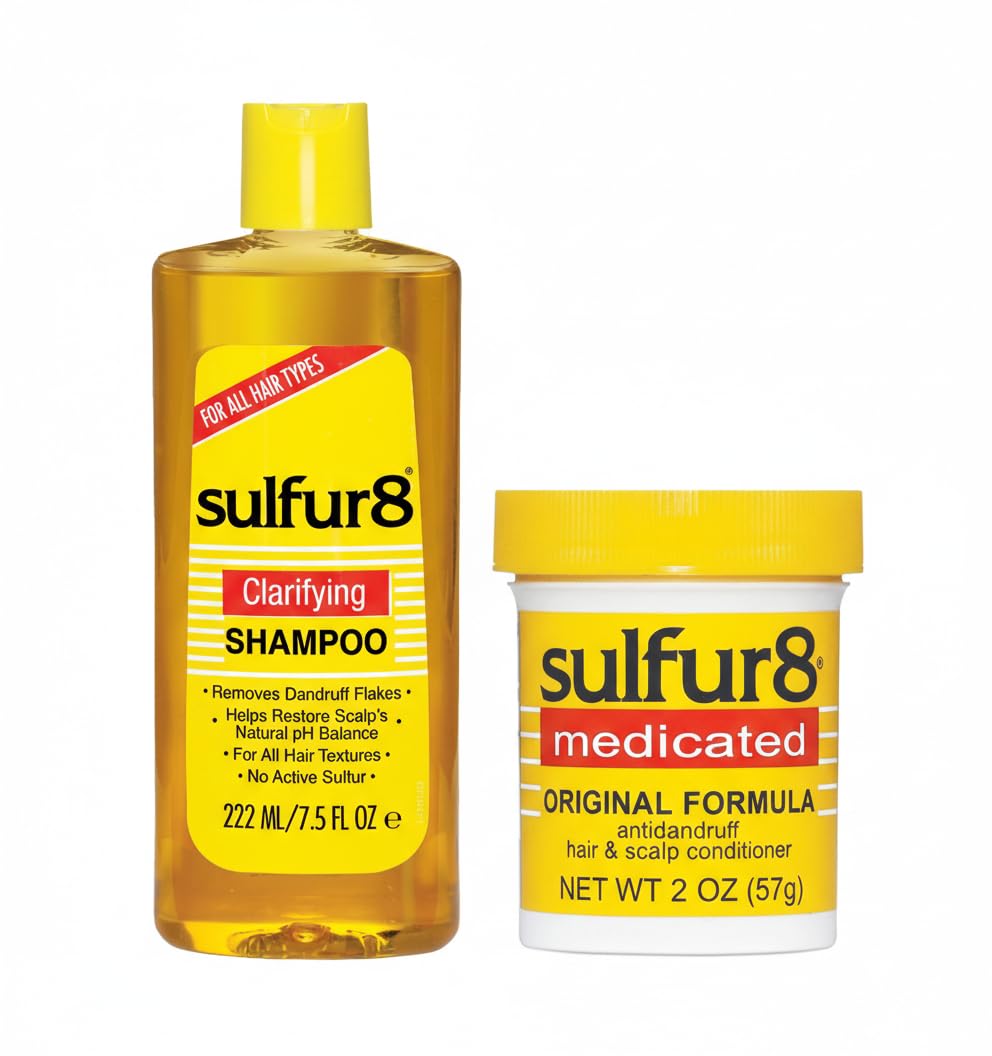 Sulfur8 anti-dandruff shampoo bottle for flake control and scalp care