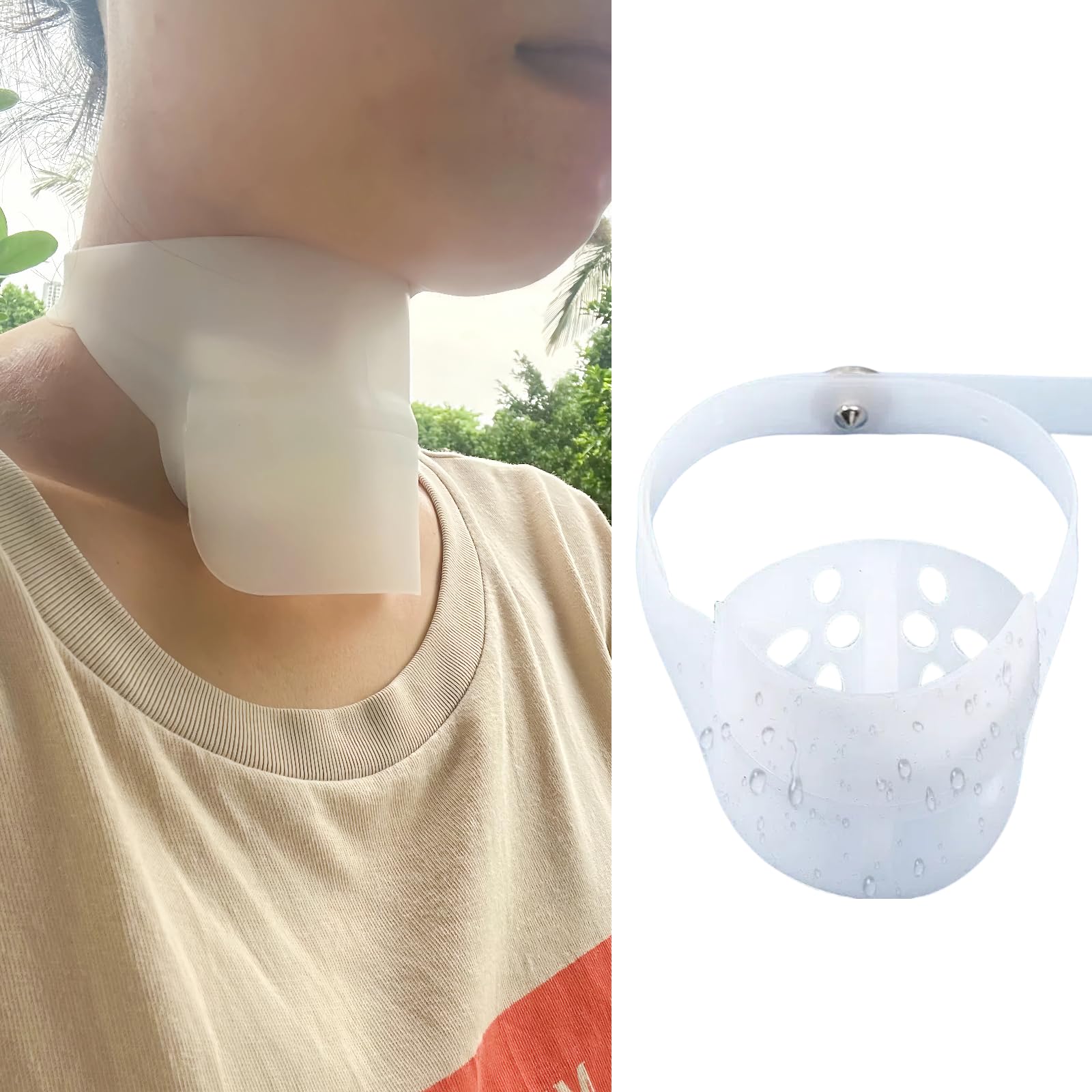 Sulieschen stoma guard tracheostomy shower cover protects the airway during showers.