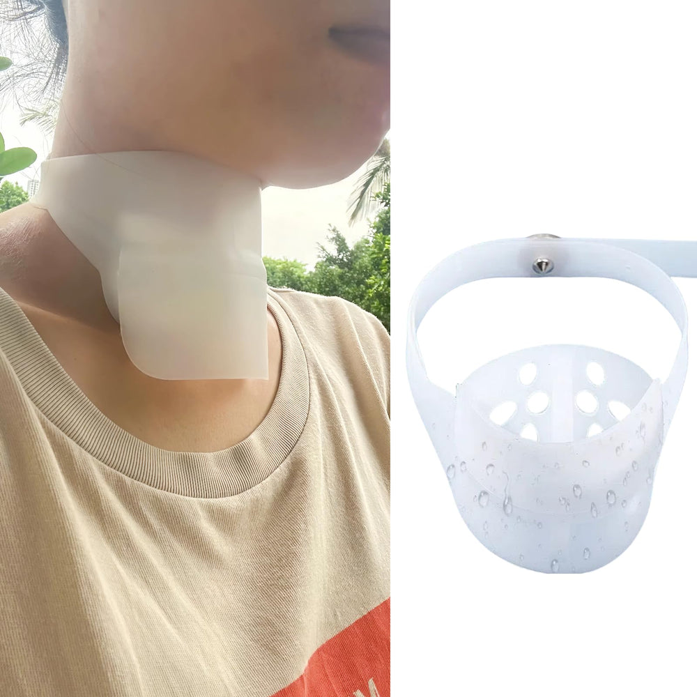 Sulieschen stoma guard tracheostomy shower cover protects the airway during showers.