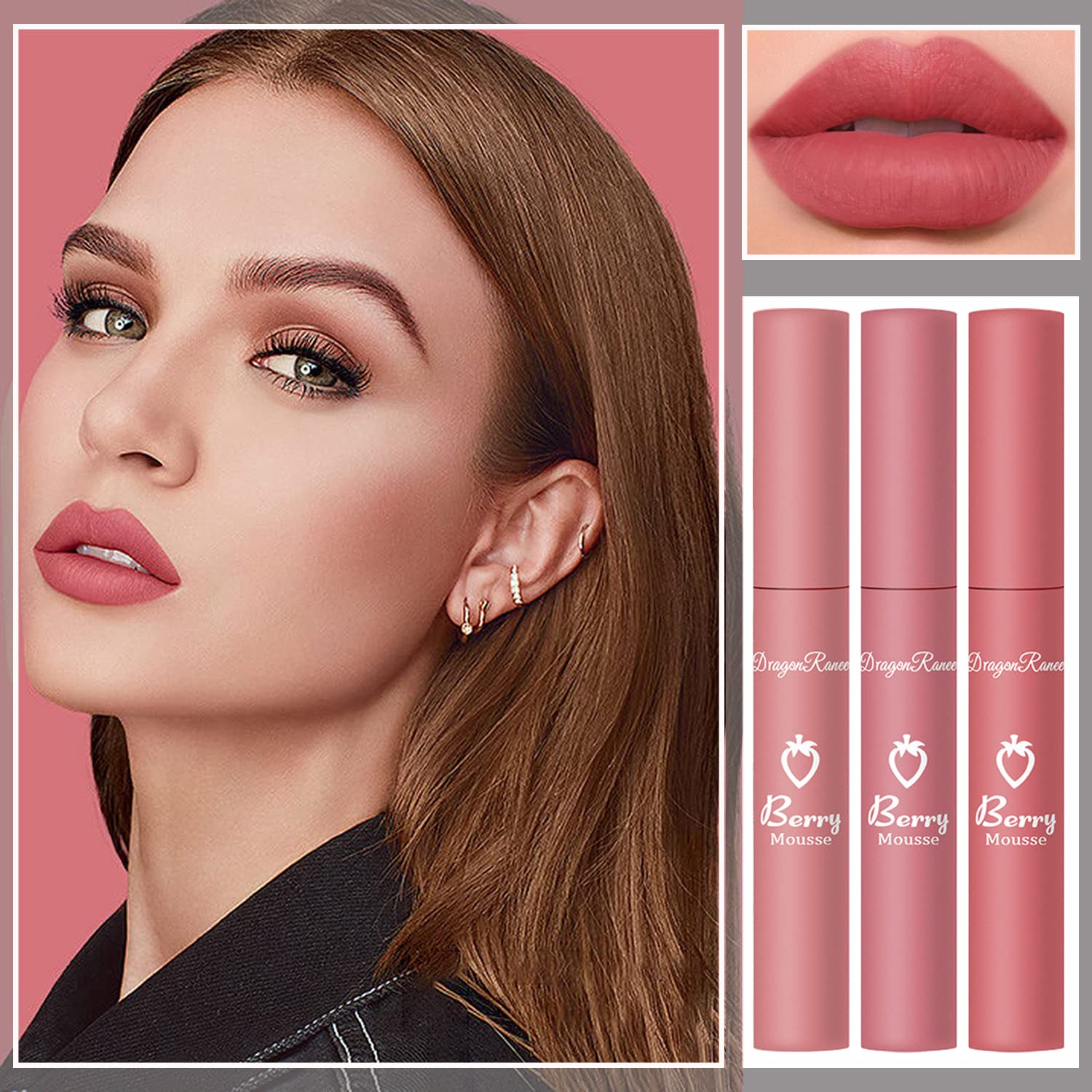 Sulily Pcs red lip stain with velvet matte texture.