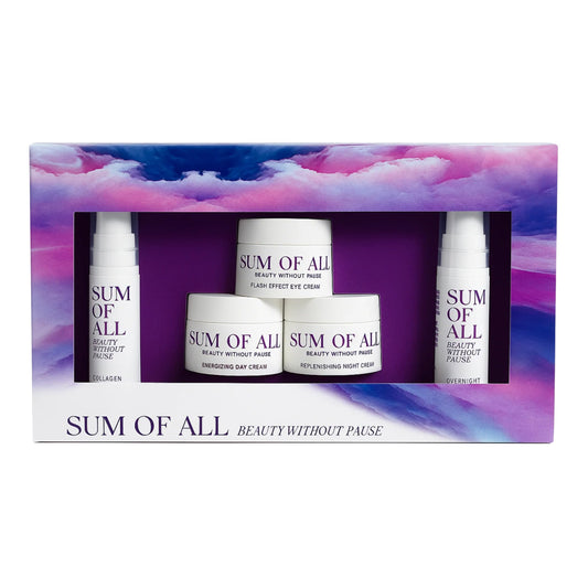 Sum Of All renewal serum bottle nourishes hydration for aging skin.