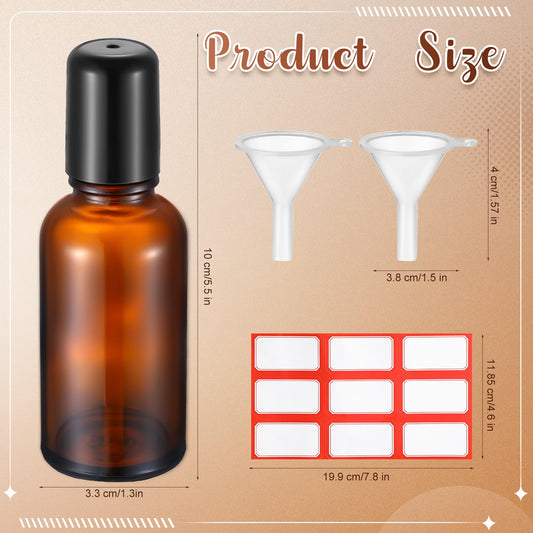 Sumind amber roller bottle set with funnels simplifies filling.