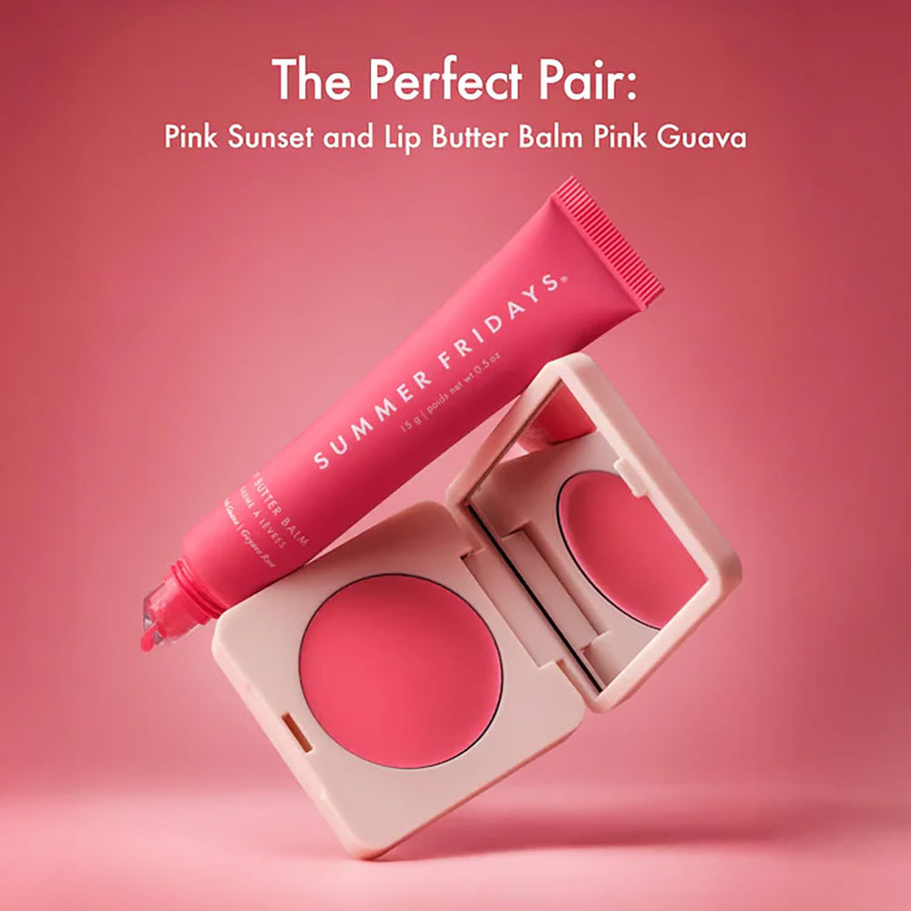 Summer Fridays Blush Butter Balm dewy finish cheek close-up.