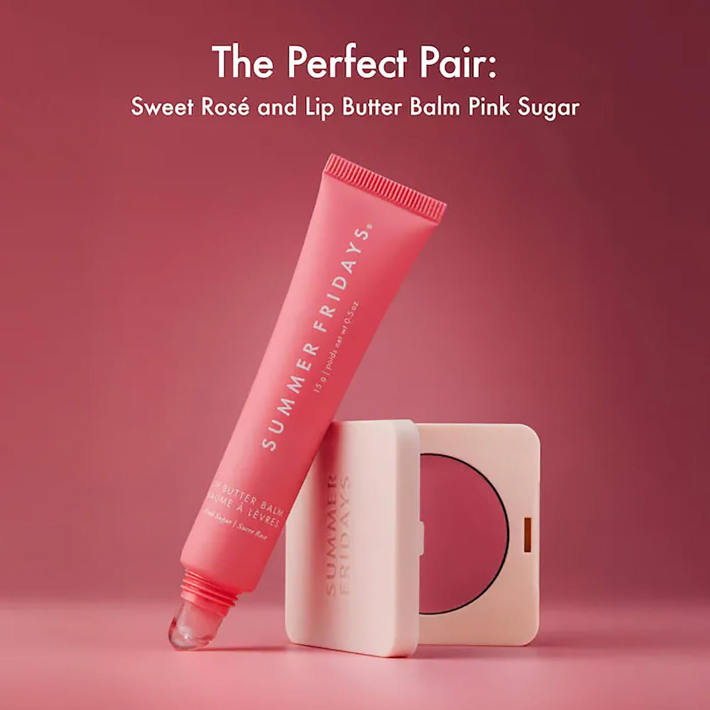 Summer Fridays Blush Butter Balm dewy glow on skin with lasting hydration