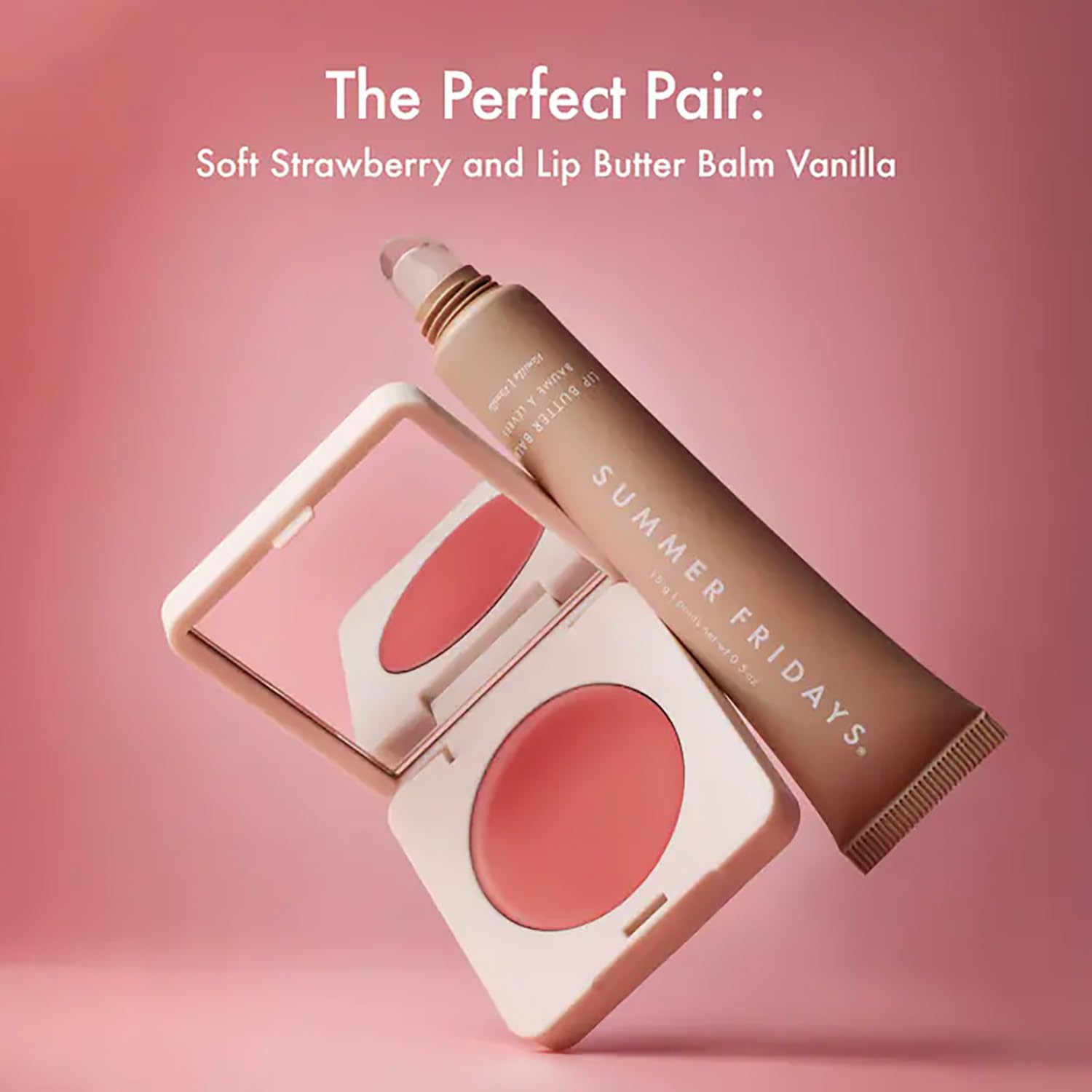 Summer Fridays Blush Butter Balm with ceramides supports moisture barrier.