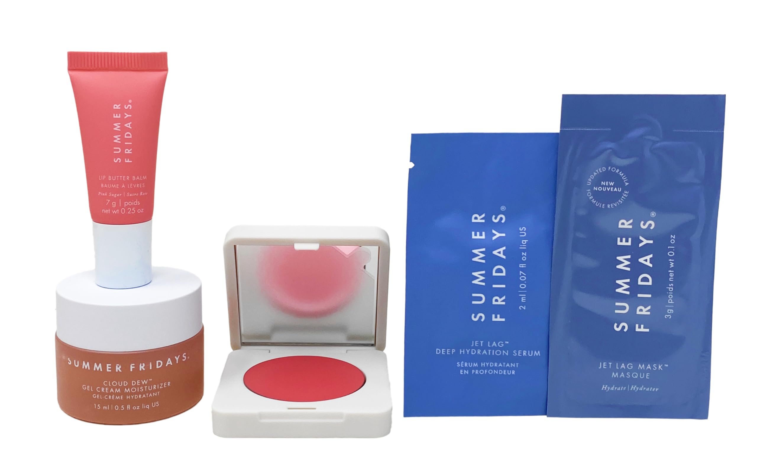 Summer Fridays Blush Butter Balm Pink Sunset for a soft pink flush and smooth lips.