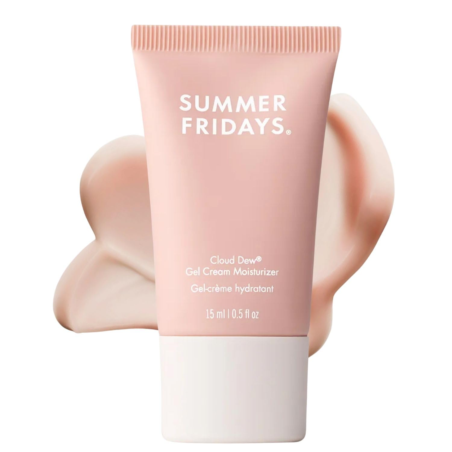 Summer Fridays Cloud Dew gel cream packaging shows a travel-ready jar for hydration on the go