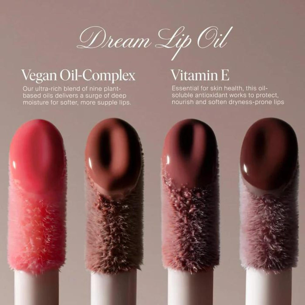 Summer Fridays Dream Lip Oil nine-oil blend nourishes lips softly.