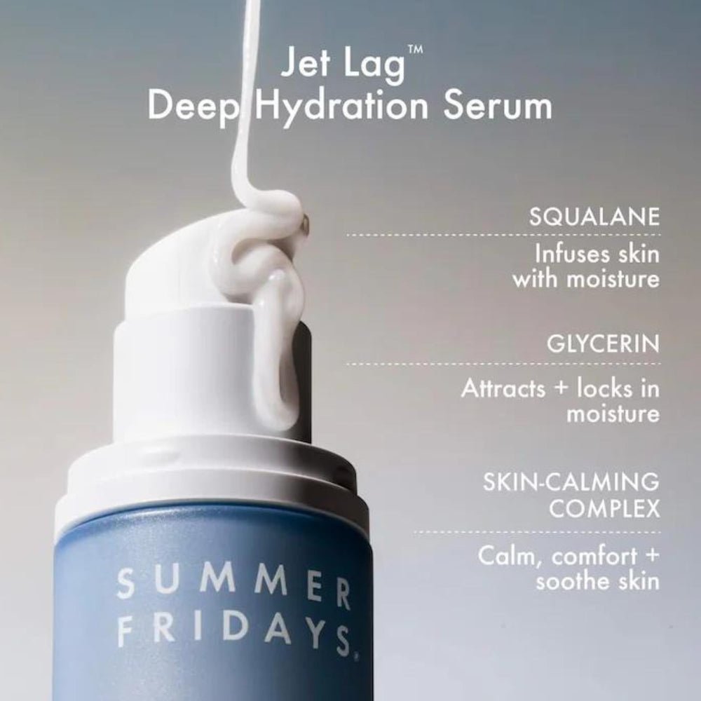 Jet Lag serum texture close-up reveals jelly-like consistency for quick absorption