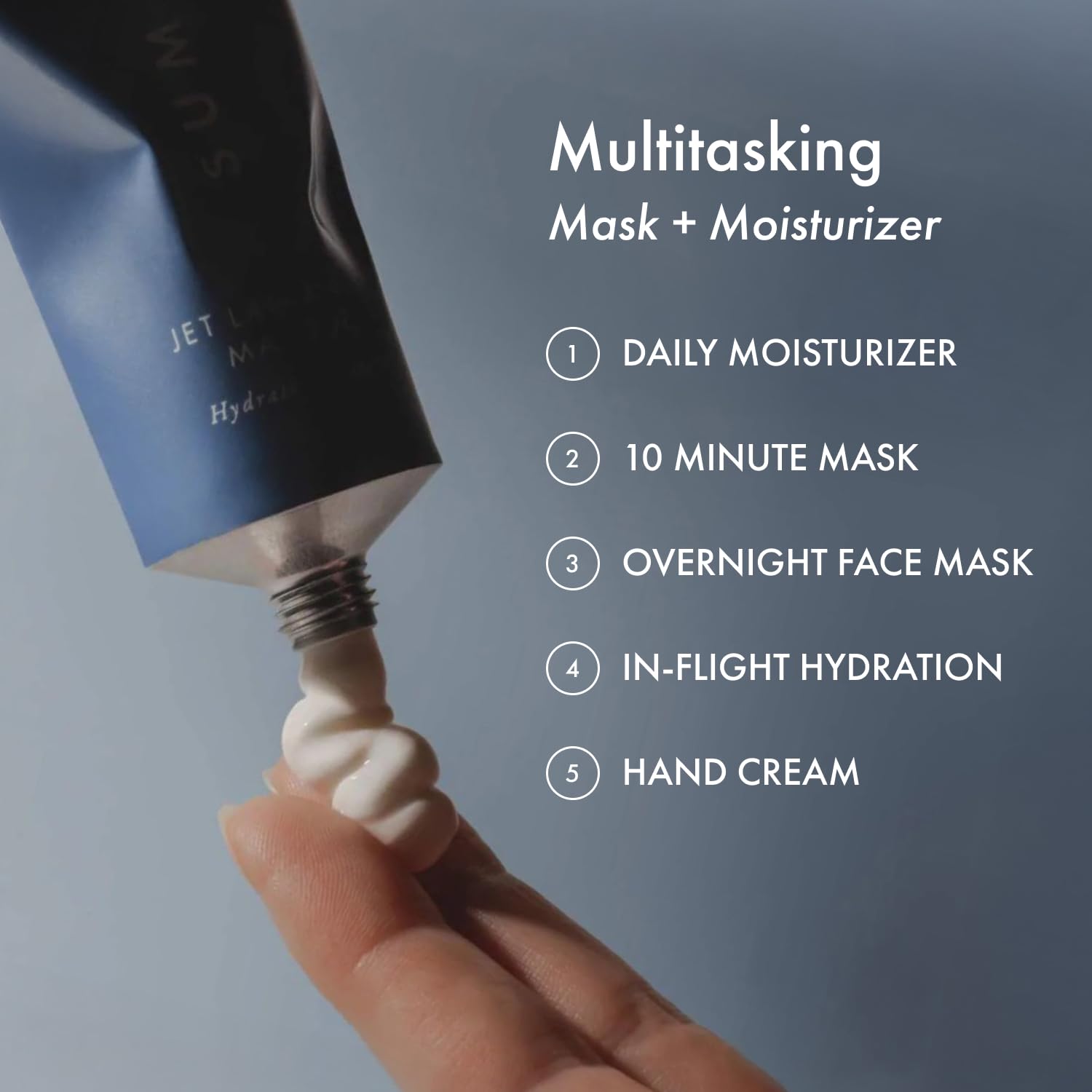 Summer Fridays Jet Lag Mask Mini application on the face suggests daytime glow potential